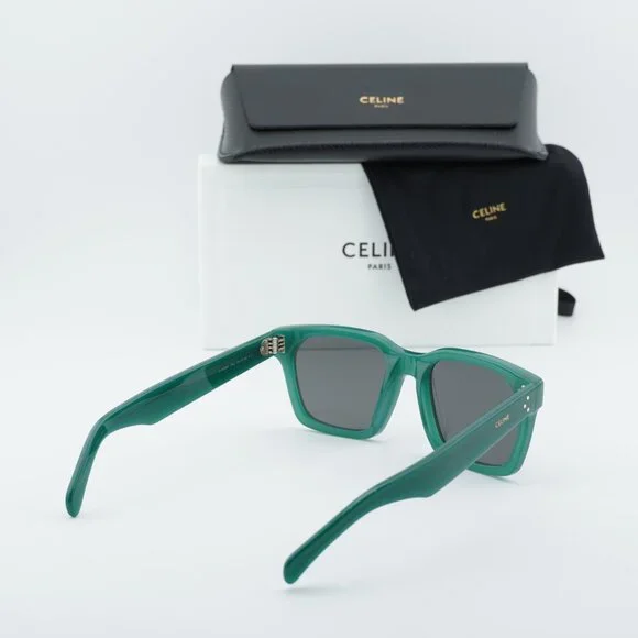 Celine CL40248I 96A Square Sunglasses - Glossy Green/Grey - Picture 4 of 10